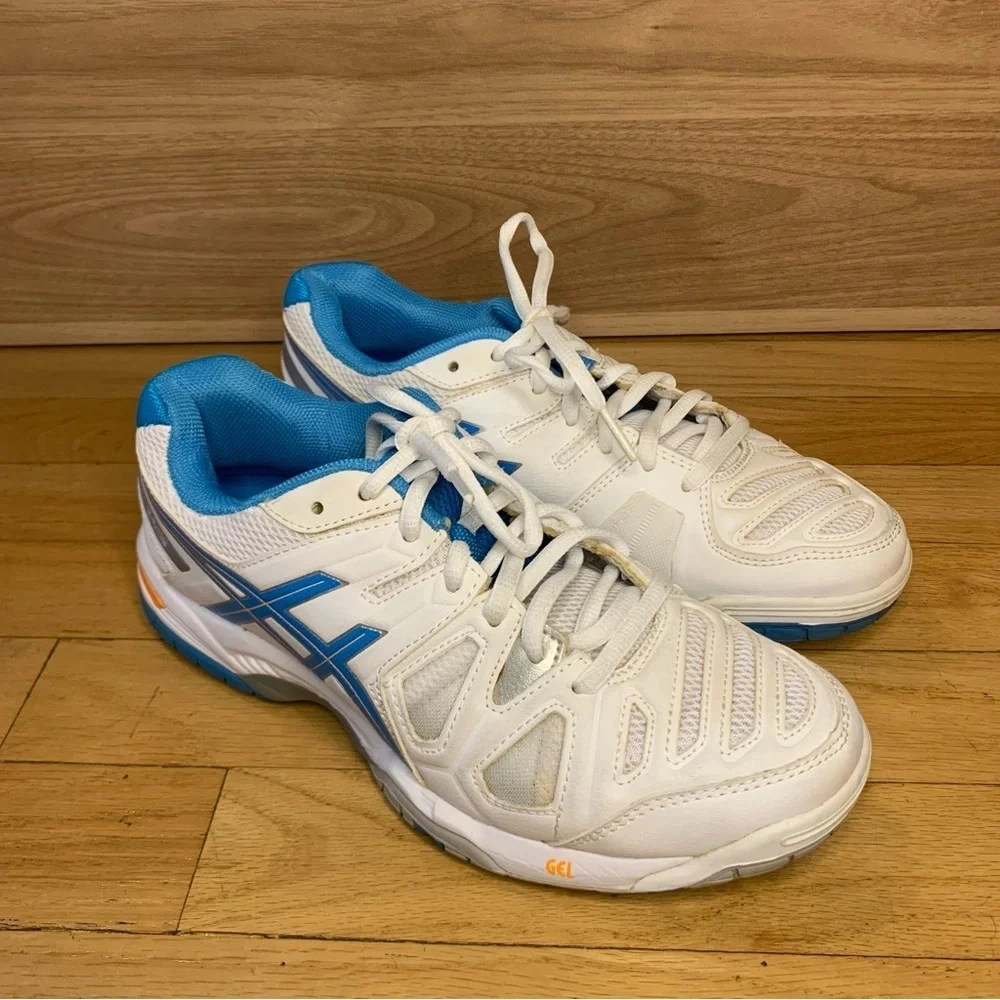 ASICS White and Blue GEL Game 5 Women's Tennis Shoes - Size 7
